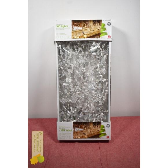 GE Glitter Gem Garland 9ft- 100 LED Lights Clear White Wire - Picture 1 of 7
